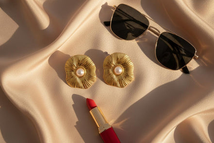 Vintage Flower Earrings Gold