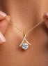 Gold Plated CZ Solitaire Twist Ribbon Pendant Necklace, Gift for her, Mothers day