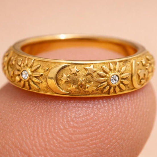Gold Minimalist Ring | Stackable Ring | Waterproof | Crescent Moon Jewelry | Gift for Her | Mothers day