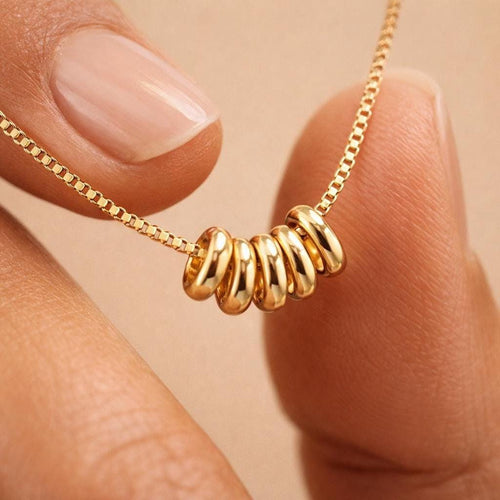 Dainty Gold Mini Rings Necklace • Beaded Chain Necklace • Minimalist Gold Jewelry • Everyday Gold Necklace • Gift for Her