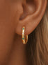 Gold hoop earrings with emerald green and white CZ star constellation details engraved on a thick gold band, dainty celestial huggie hoop earrings for women, 925 sterling silver gold plated jewelry