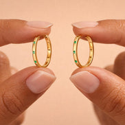 Emerald Star Hoop Earrings by Beluna Jewelry • Dainty CZ Celestial Gold Hoops • Everyday Jewelry, Minimalist Earrings • Gift for Mom