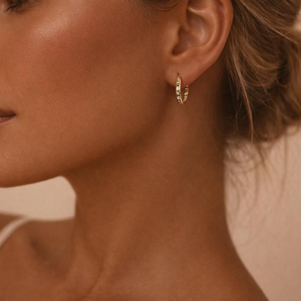 Emerald Star Hoop Earrings by Beluna Jewelry • Dainty CZ Celestial Gold Hoops • Everyday Jewelry, Minimalist Earrings • Gift for Mom